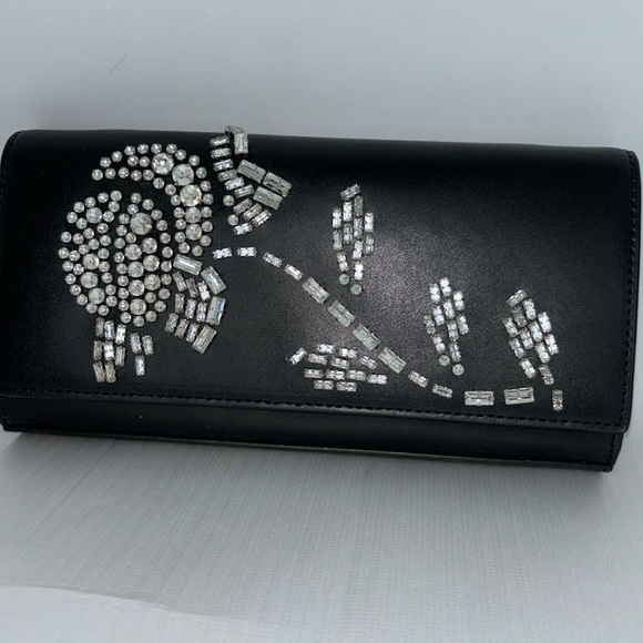 Michael Kors black leather Rhinestone studded handbag clutch NWT - Picture 1 of 9